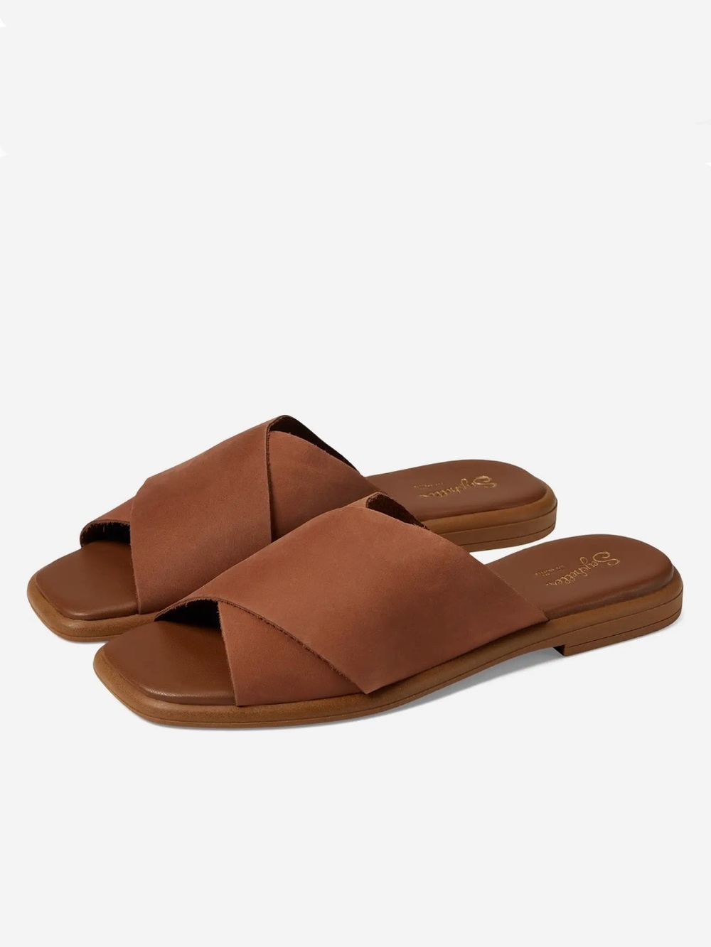 Seychelles Tan Brown Leather Upper Echelon Cross-band Italian Slide Sandals